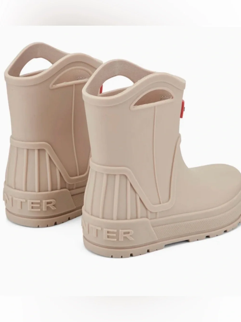 NWT Hunter Georgey Kids Waterproof Pull-On Rain Boots in Light Brown, Size 12C